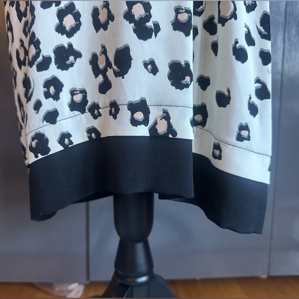 EUC. Size 6. Sea New York. Silk Cream, Black, and Tan Leopard-Print Midi Dress - Picture 10 of 16
